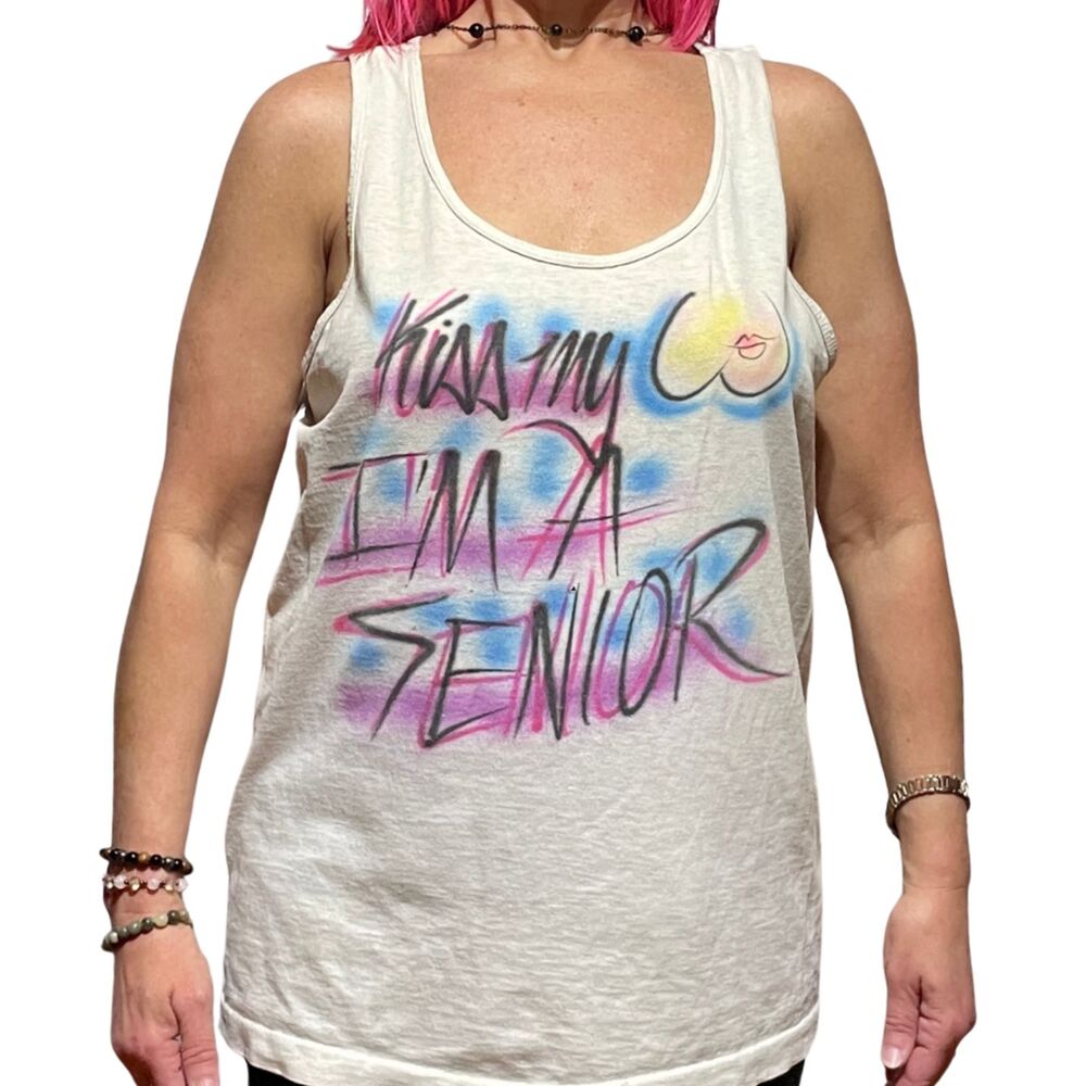 Vintage 80s Airbrush Tank Top Graffiti T shirt Senior Graduation Tee